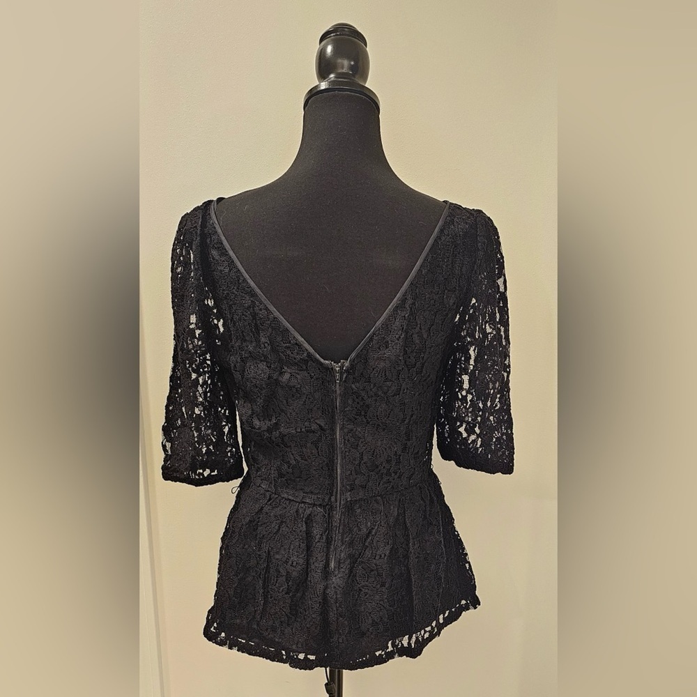 Juicy Couture Black Lace Peplum Top, Size 6 - Picture 3 of 6